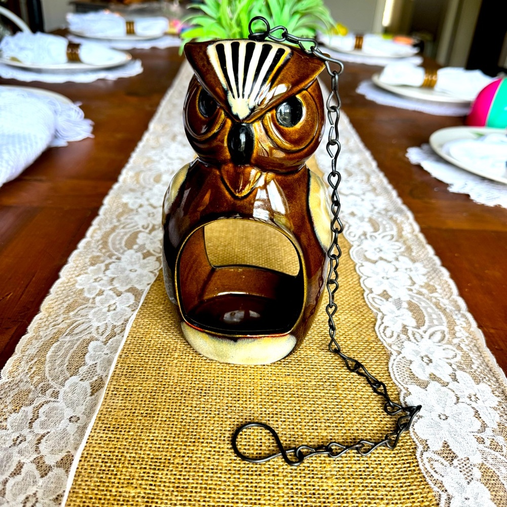 Hanging Ceramic Owl Candle / Plant Holder  8 In tall Urban Outfitters